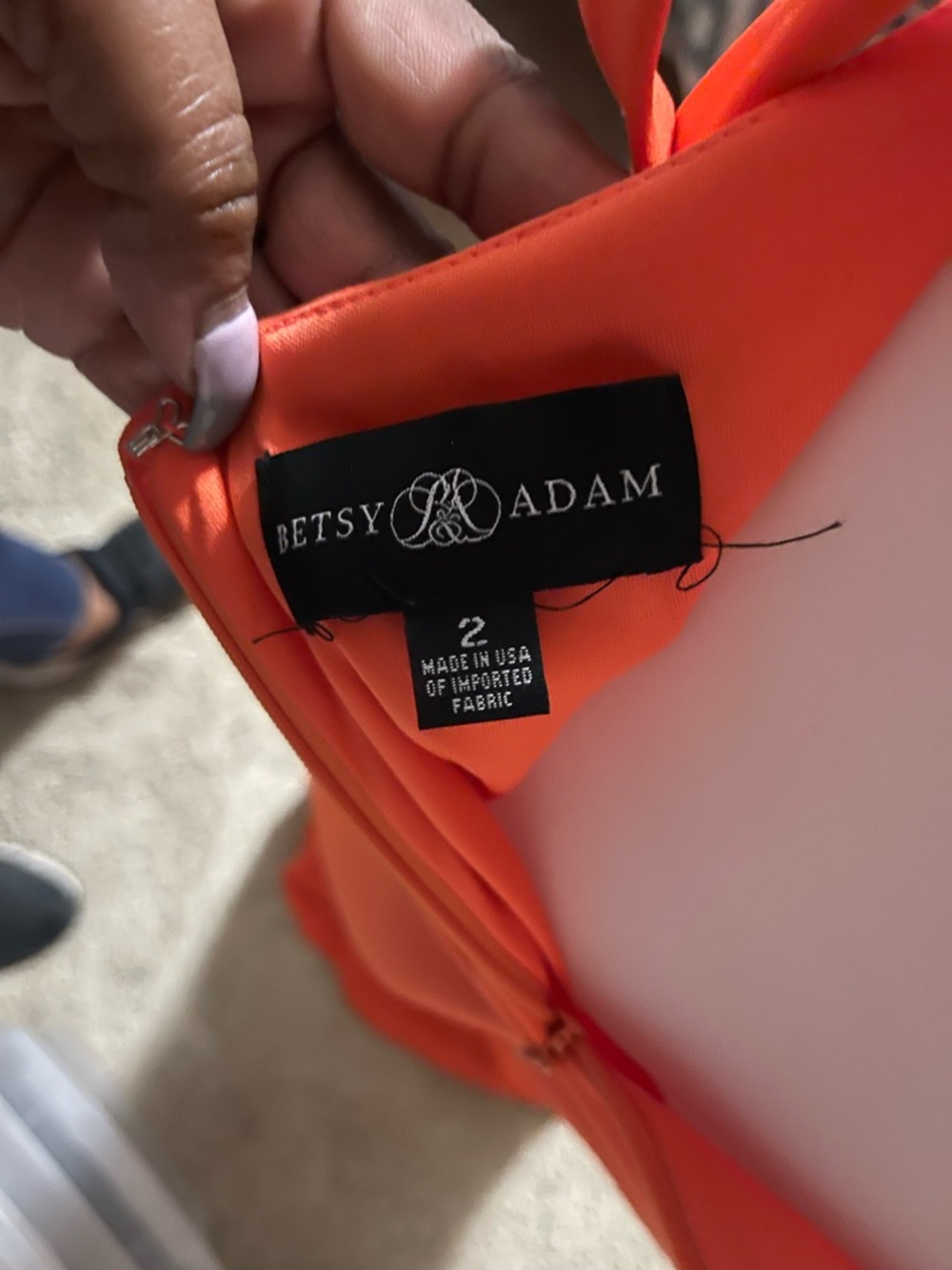 Betsy & Adam Strapless Orange Column Gown - Picture 4 of 5